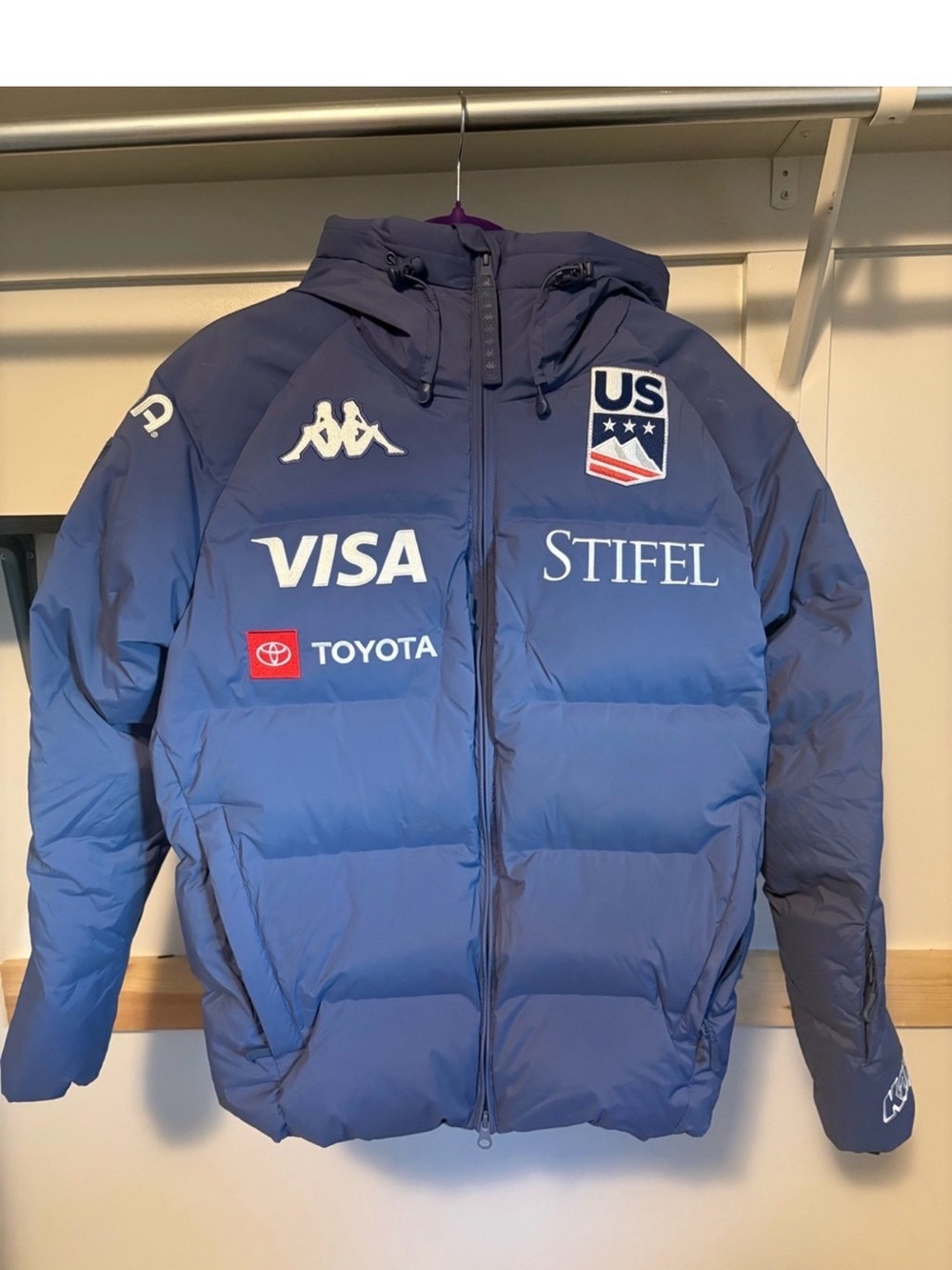 Kappa US Team Blue Puffer Jacket with Logos
